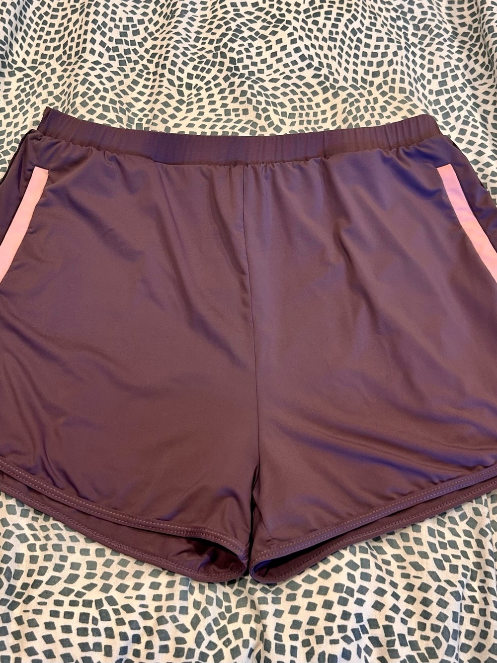 Women's Mauve Athletic Shorts with Pink Trim